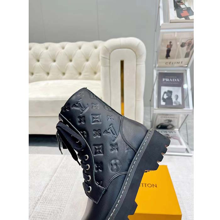 Louis Vuitton Women Territory Flat Ranger Black Monogram-Debossed Calf Leather Side Zip