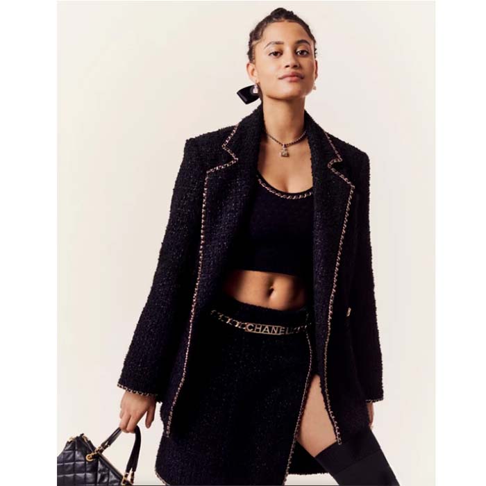 Chanel Women CC Chain Belt Lambskin Gold-Tone Metal Strass Black