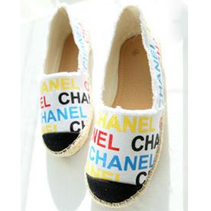 Chanel Women CC Espadrilles Colourful Chanel Logo Gold Tone Metal