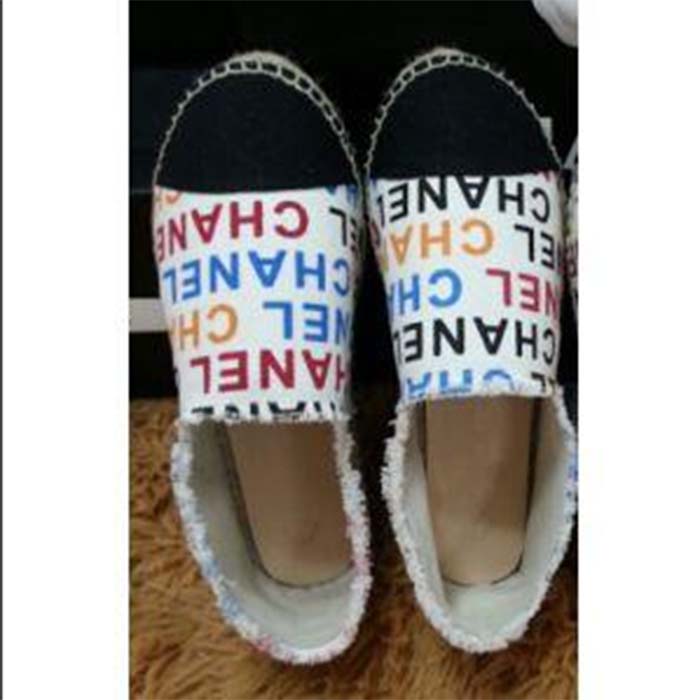 Chanel Women CC Espadrilles Colourful Chanel Logo Gold Tone Metal