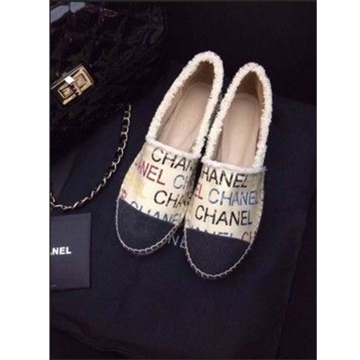 Chanel Women CC Espadrilles Colourful Chanel Logo Gold Tone Metal