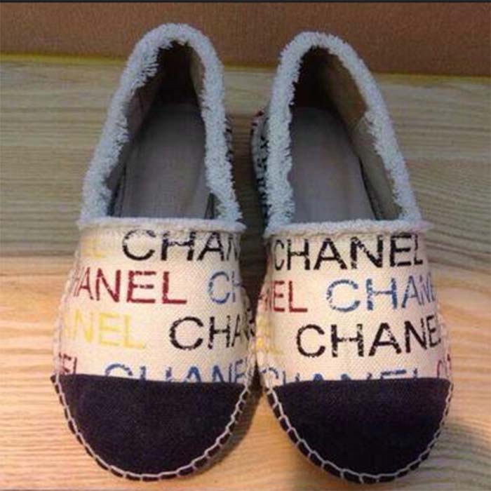 Chanel Women CC Espadrilles Colourful Chanel Logo Gold Tone Metal