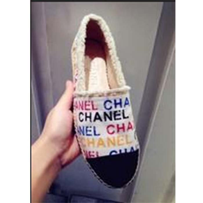 Chanel Women CC Espadrilles Colourful Chanel Logo Gold Tone Metal