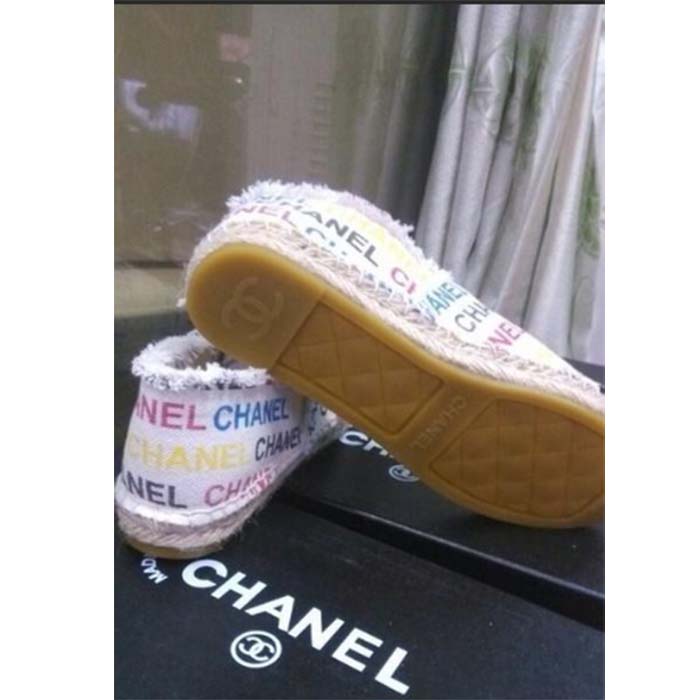 Chanel Women CC Espadrilles Colourful Chanel Logo Gold Tone Metal