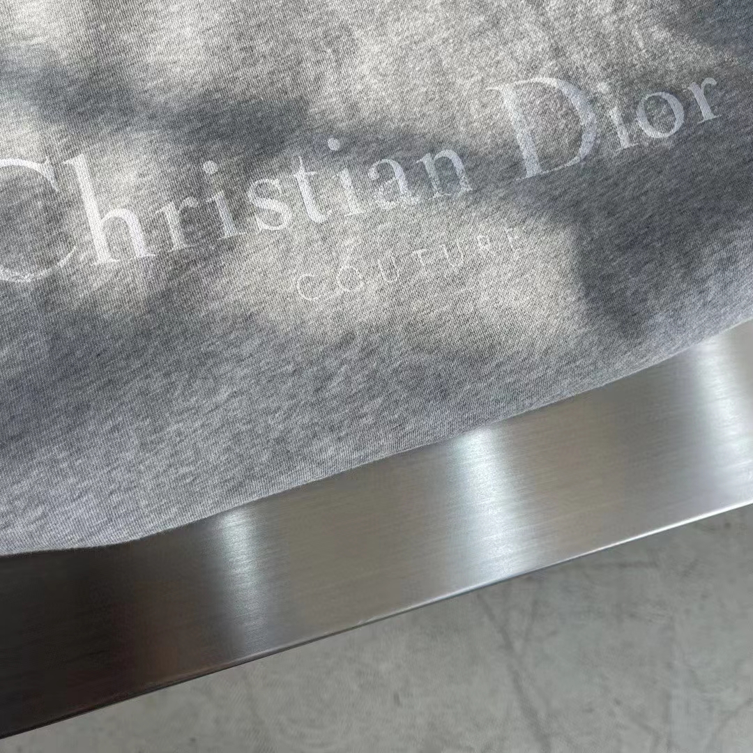 Dior Women CD Christian Dior Couture Hooded Sweatshirt Gray Cotton Fleece Dévoré Effect