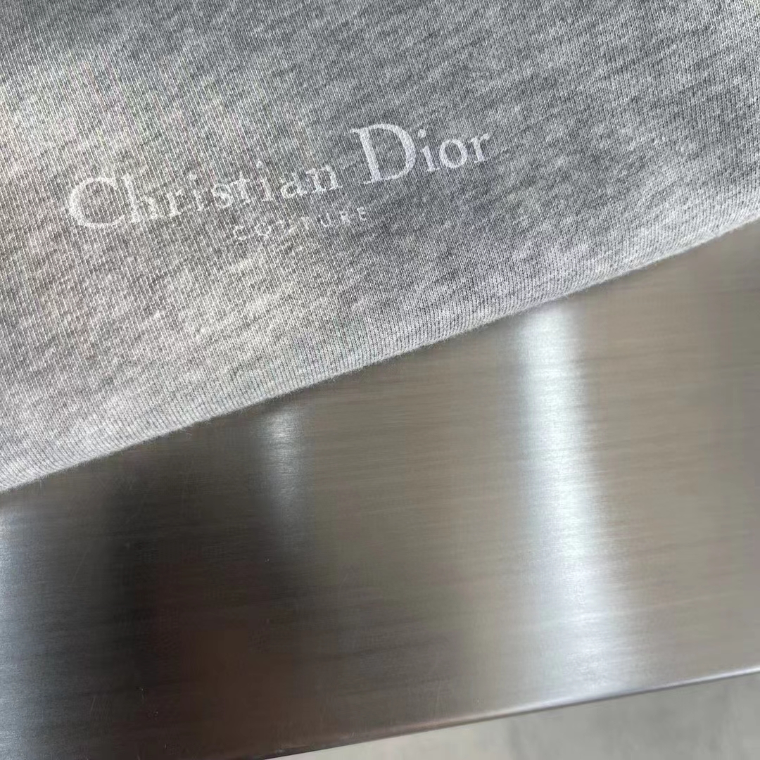 Dior Women CD Christian Dior Couture Hooded Sweatshirt Gray Cotton Fleece Dévoré Effect