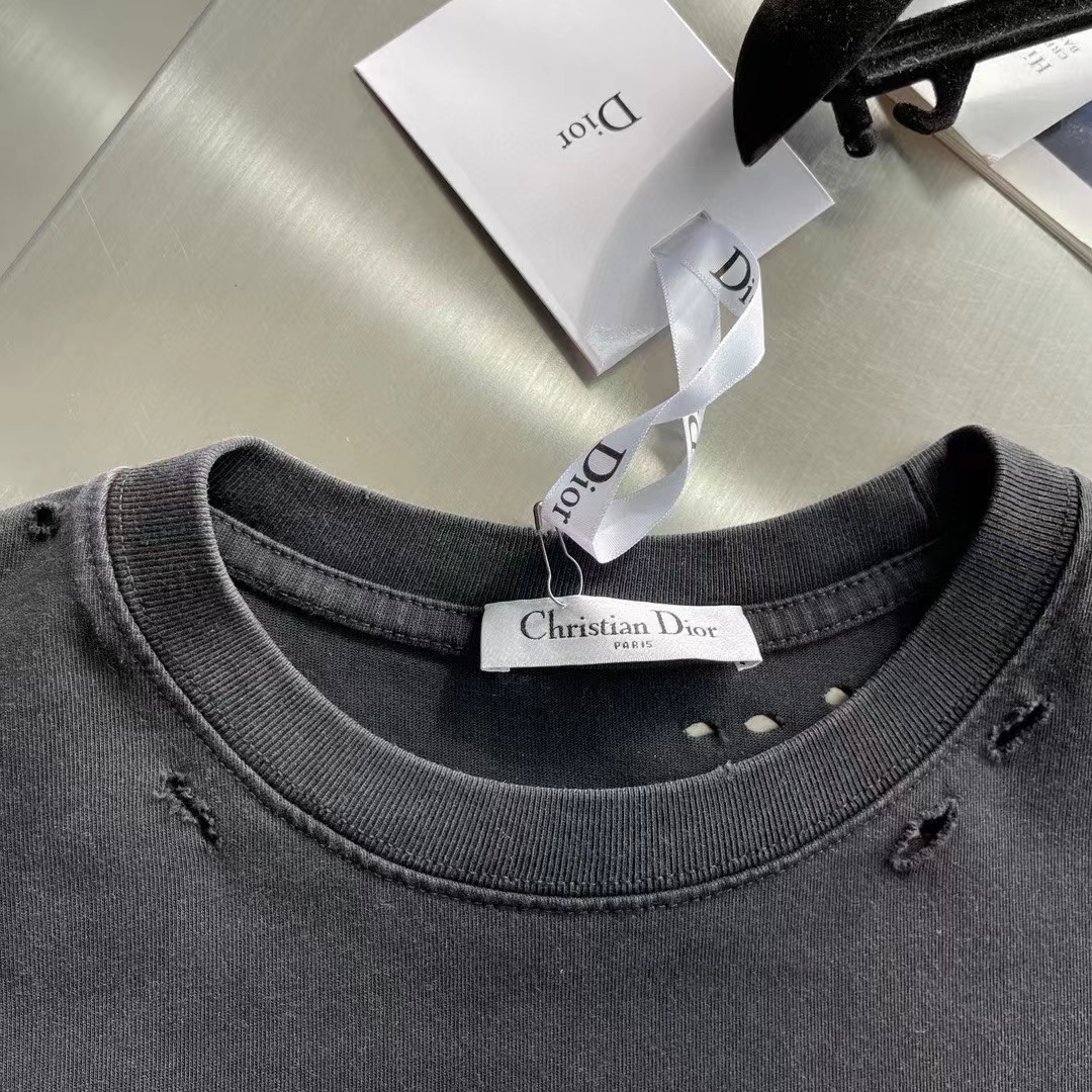 Dior Women CD Christian Dior Couture Relaxed Fit T-Shirt Black Organic Cotton Jersey