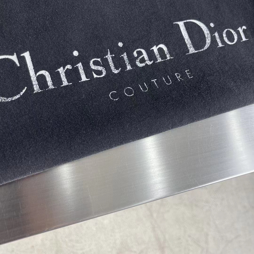 Dior Women CD Christian Dior Couture Relaxed Fit T-Shirt Black Organic Cotton Jersey