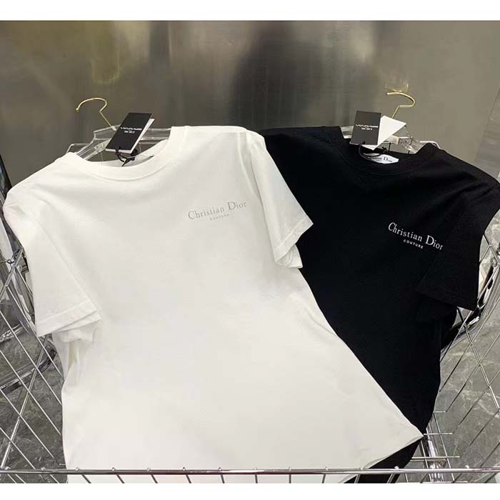 Dior Men CD Christian Dior Couture Relaxed Fit T-Shirt White Ribbed Crew Neck Organic Cotton