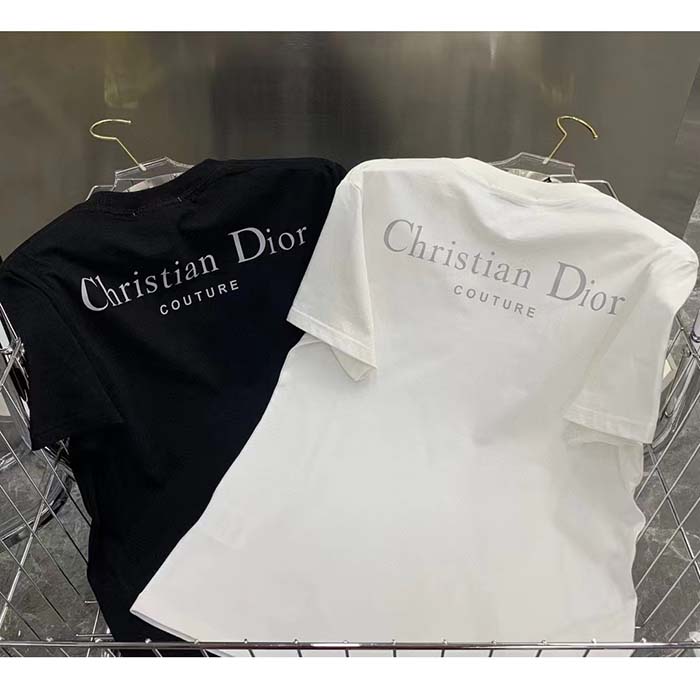 Dior Men CD Christian Dior Couture Relaxed Fit T-Shirt White Ribbed Crew Neck Organic Cotton