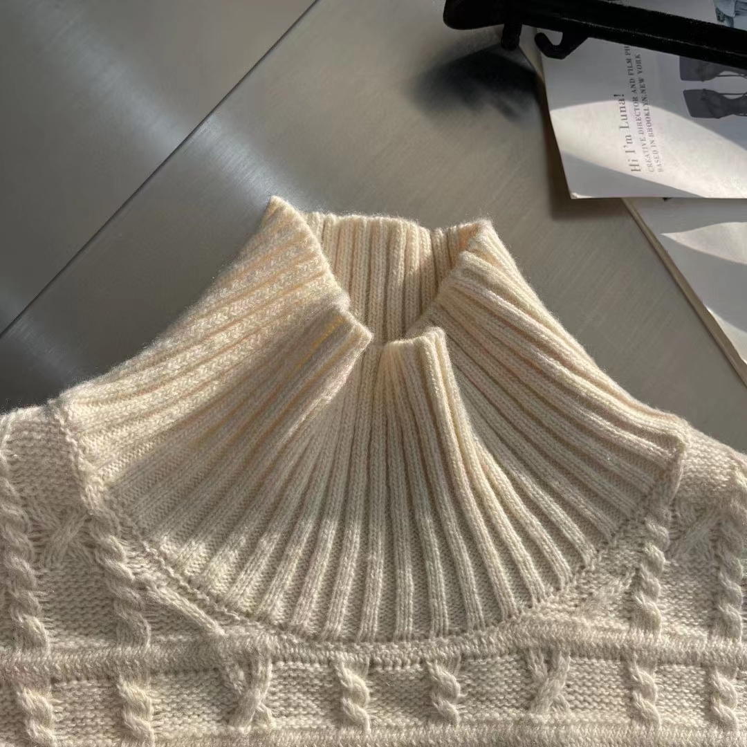 Dior Men CD Dior Icons Sweater White Cashmere Knit Stand Collar All-Over Cannage Motif
