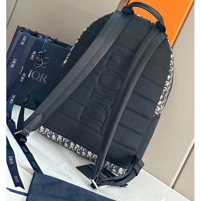Dior Unisex CD Dior 8 Backpack Beige Black Dior Oblique Jacquard