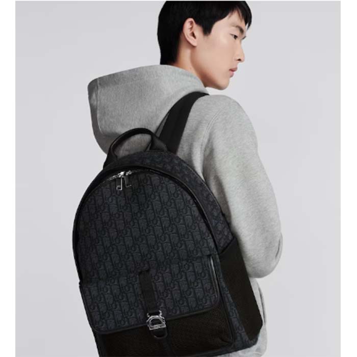 Dior Unisex CD Dior 8 Backpack Black Dior Oblique Jacquard
