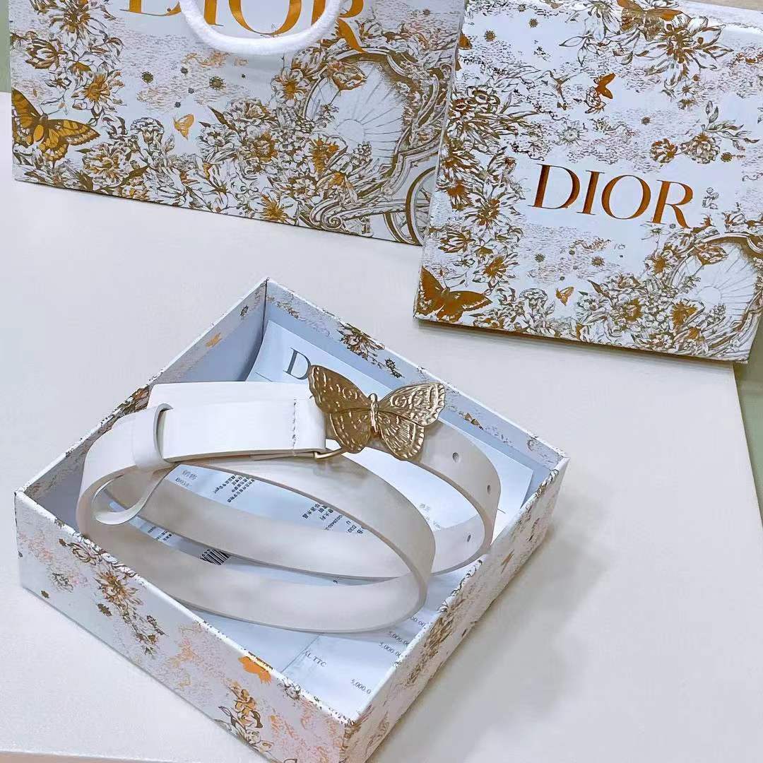 Dior Unisex CD Dior Métamorphose Belt White Ultrasmooth Calfskin 20 MM Width