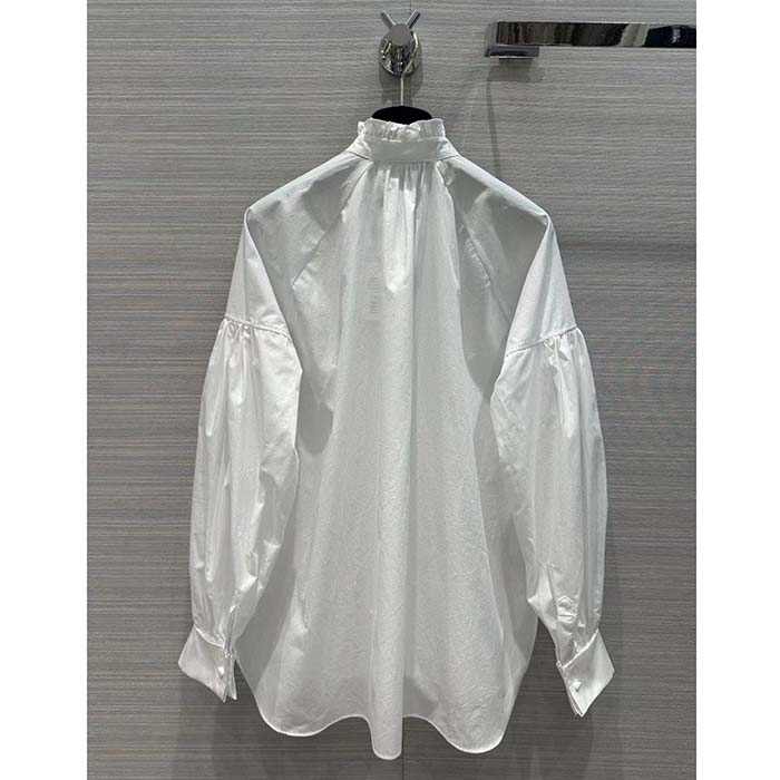 Dior Women CD Blouse White Cotton Poplin Hallmark Embroidered Bee Unlined