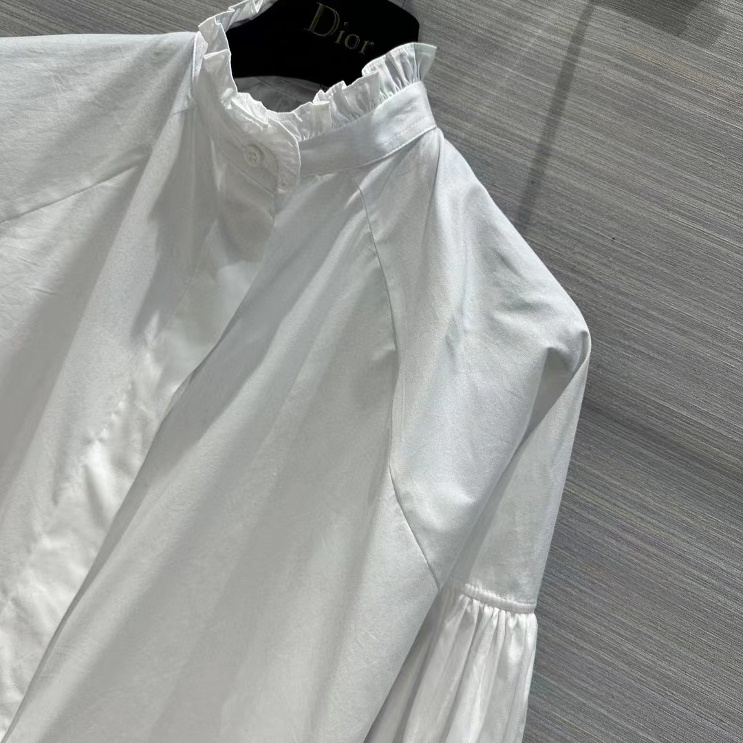 Dior Women CD Blouse White Cotton Poplin Hallmark Embroidered Bee Unlined