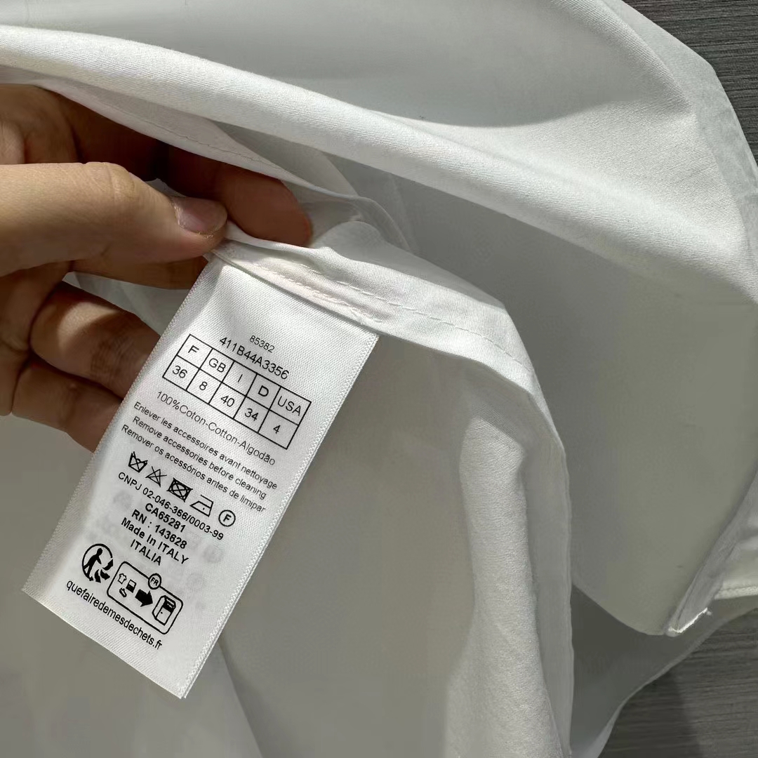 Dior Women CD Blouse White Cotton Poplin Hallmark Embroidered Bee Unlined
