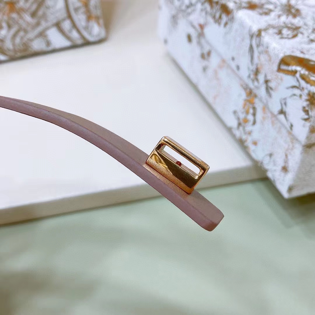 Dior Women CD Cinturon Dior Caro Belt Brown Smooth Calfskin White Glass Pearls 20 MM Width