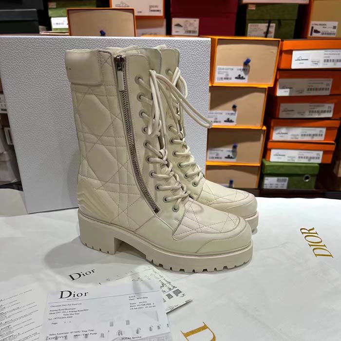 Dior Women CD D-Unit Ankle Boot Rear Zipper Fastening Tongue Signature