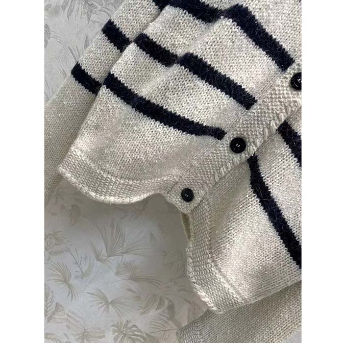Dior Men CD Dior Marinière Jacket White Black Wool Cotton Mohair Technical Knit D-Stripes