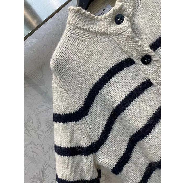 Dior Men CD Dior Marinière Jacket White Black Wool Cotton Mohair Technical Knit D-Stripes