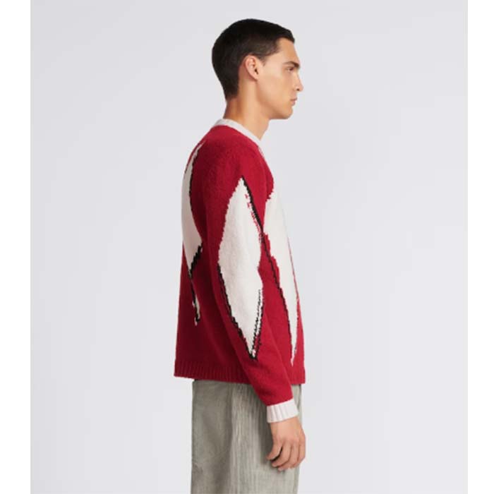 Dior Men CD Dior Peter Dior Sweater Red Wool-Blend Intarsia
