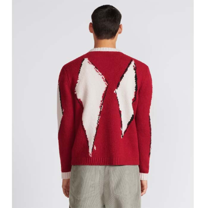 Dior Men CD Dior Peter Dior Sweater Red Wool-Blend Intarsia