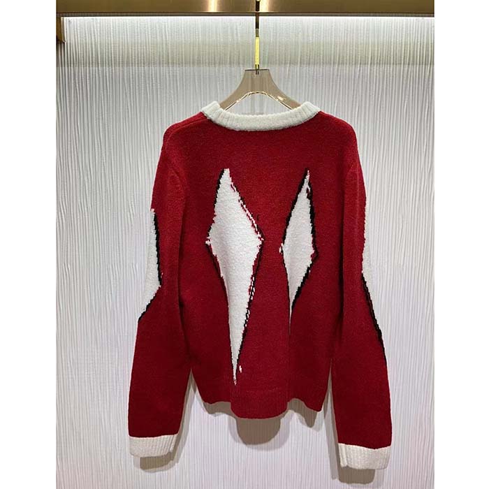 Dior Men CD Dior Peter Dior Sweater Red Wool-Blend Intarsia