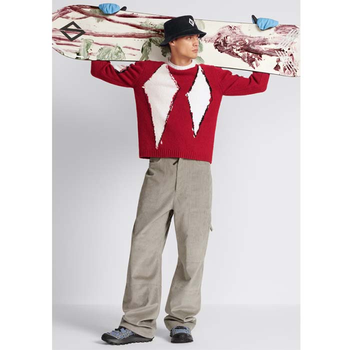 Dior Men CD Dior Peter Dior Sweater Red Wool-Blend Intarsia
