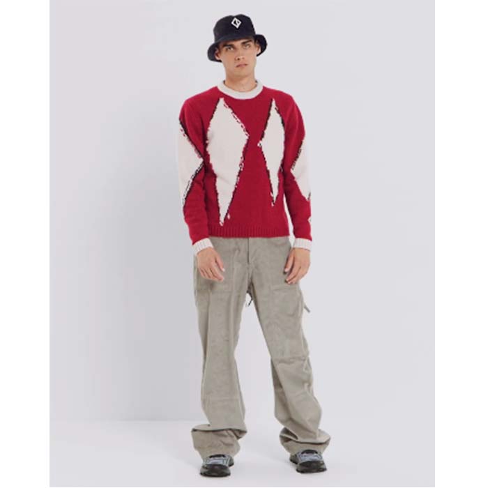 Dior Men CD Dior Peter Dior Sweater Red Wool-Blend Intarsia