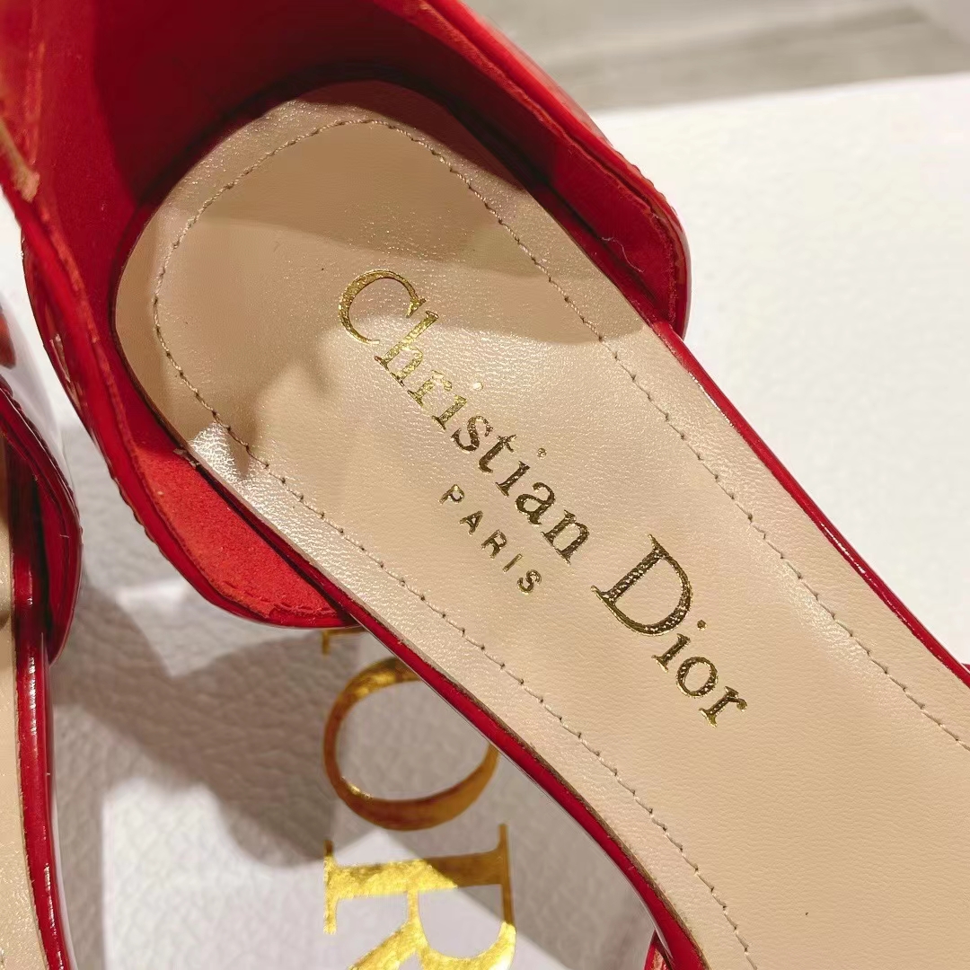 Dior Women CD Dior Rose Pump Amaryllis Red Patent Calfskin White Resin Pearls