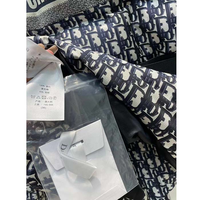 Dior Men CD DiorAlps Puffer Jacket Belt Blue Quilted Technical Taffeta Dior Oblique Motif