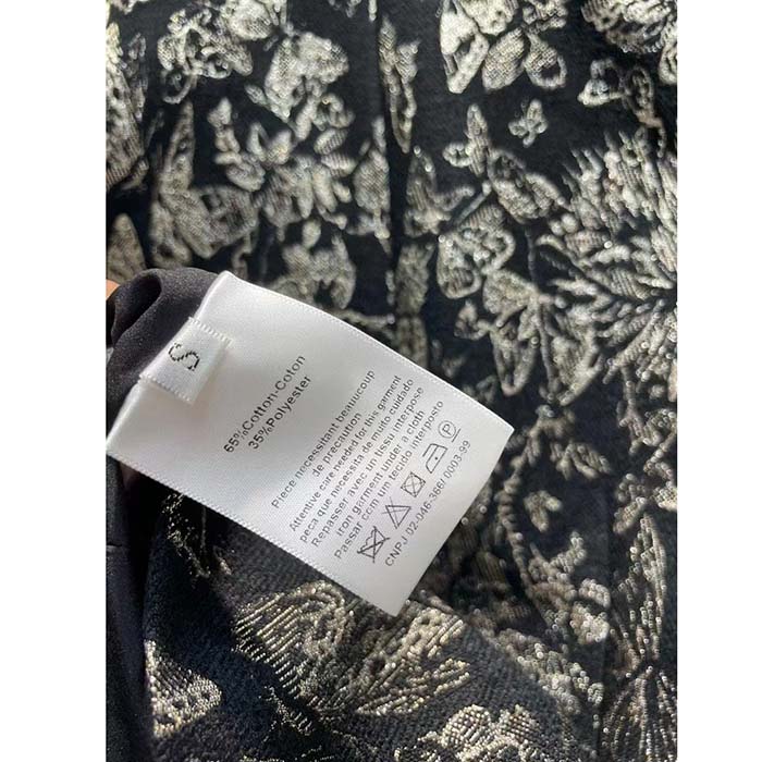 Dior Women CD Fitted Jacket Black Technical Jacquard Gold-Tone Allover Butterfly Motif