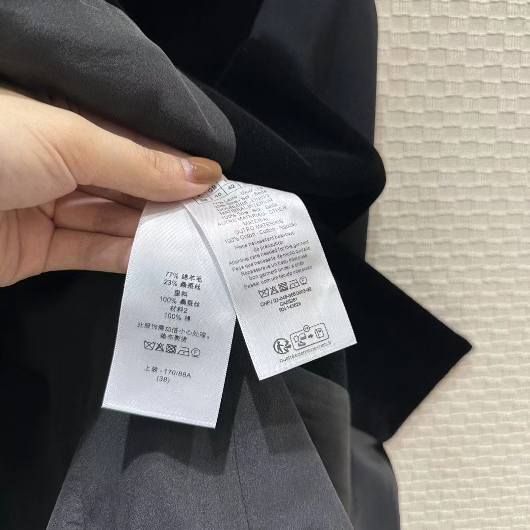 Dior Women CD Fitted Jacket Black Velvet-Effect Wool Silk