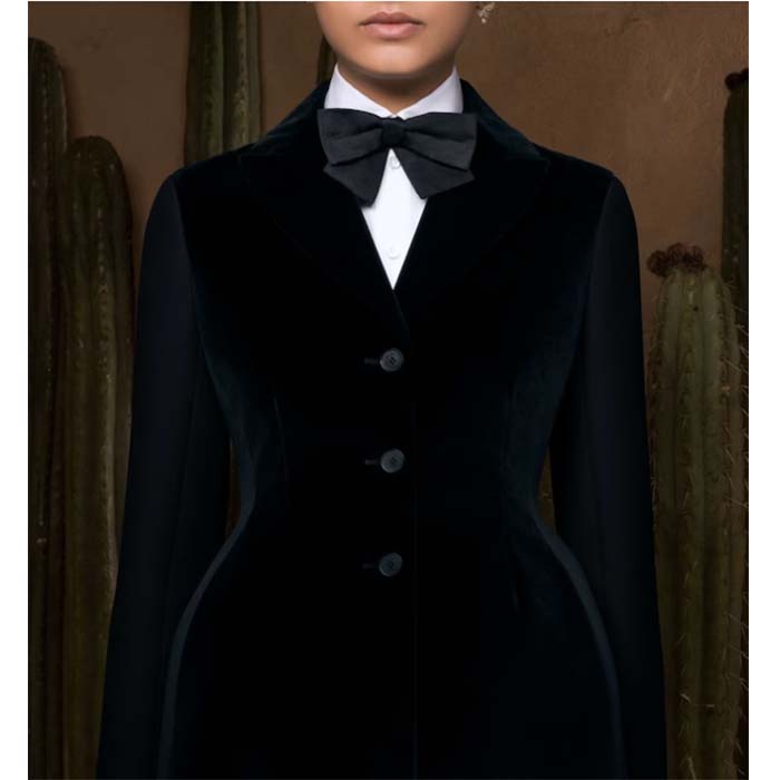Dior Women CD Fitted Jacket Black Velvet-Effect Wool Silk