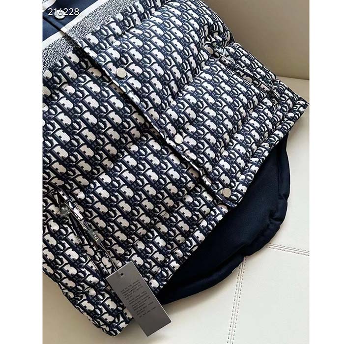 Dior Women CD Reversible Puffer Vest Blue Ecru Dior Oblique Quilted Technical Taffeta