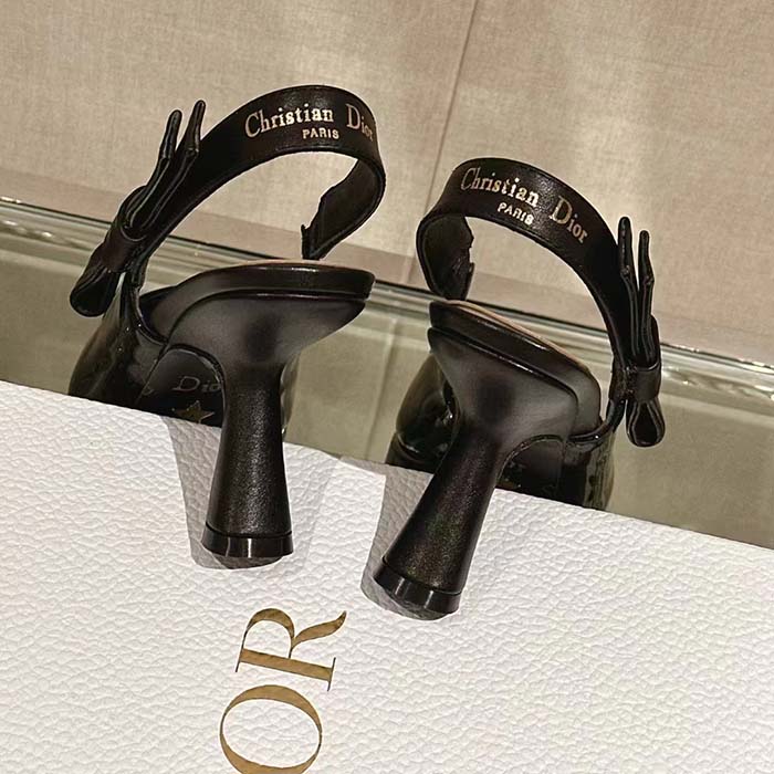 Dior Women CD Sweet-D Slingback Pump Black Patent Calfskin Shiny Calfskin