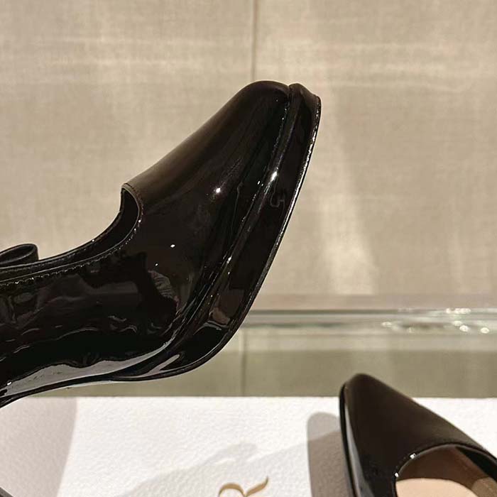 Dior Women CD Sweet-D Slingback Pump Black Patent Calfskin Shiny Calfskin