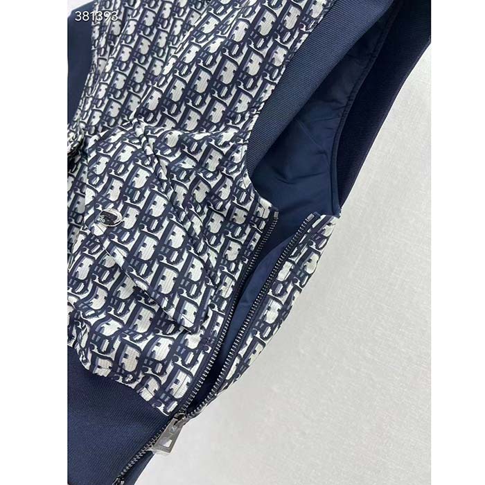 Dior Men CD Vest Blue Dior Oblique Technical Taffeta Embroidered Bee Emblem