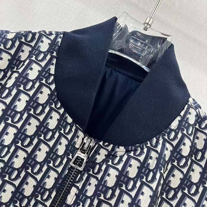 Dior Men CD Vest Blue Dior Oblique Technical Taffeta Embroidered Bee Emblem