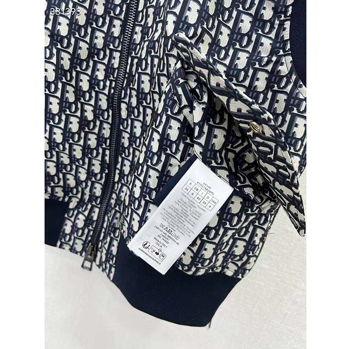 Dior Men CD Vest Blue Dior Oblique Technical Taffeta Embroidered Bee Emblem