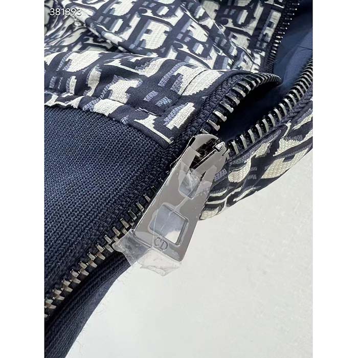 Dior Men CD Vest Blue Dior Oblique Technical Taffeta Embroidered Bee Emblem
