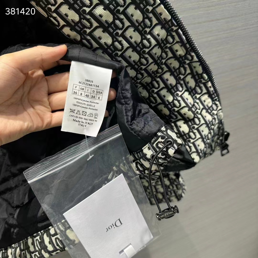 Dior Men CD Waterproof Hooded Jacket Blue Technical Taffeta Jacquard Dior Oblique Motif