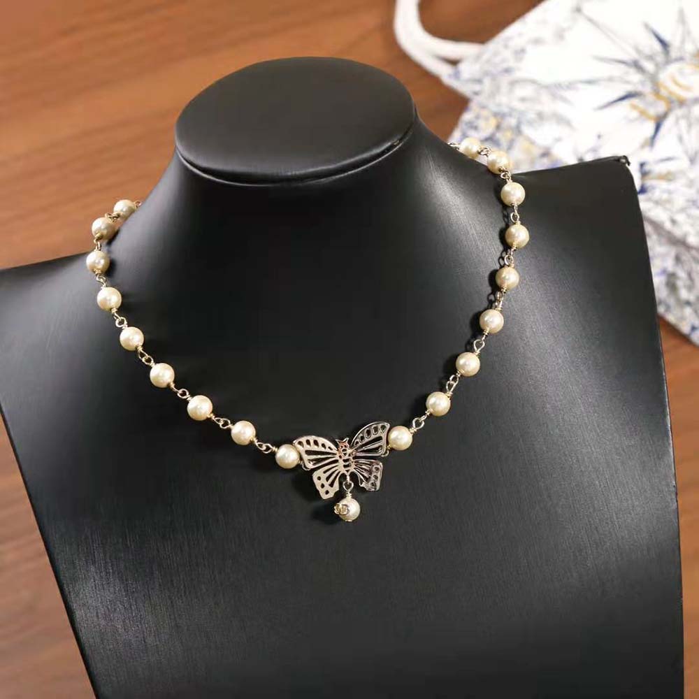 Dior Women Métamorphose Choker Gold-Finish Metal and White Resin Pearls