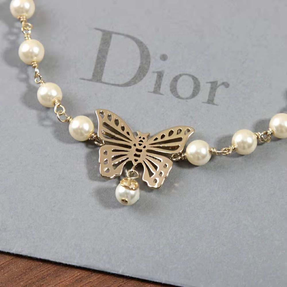 Dior Women Métamorphose Choker Gold-Finish Metal and White Resin Pearls
