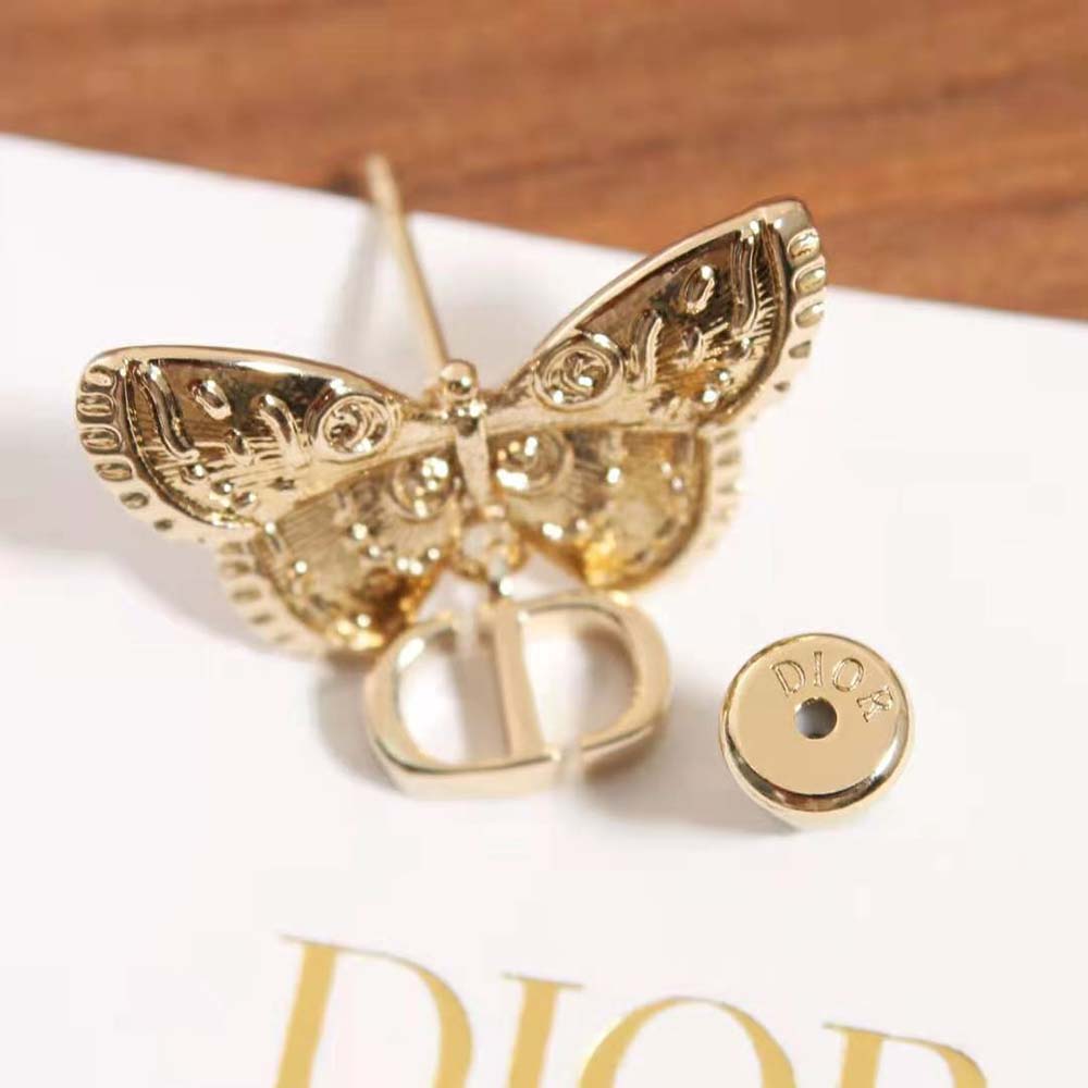 Dior Women Métamorphose Earrings Matte Gold-Finish Metal with White Resin Pearl
