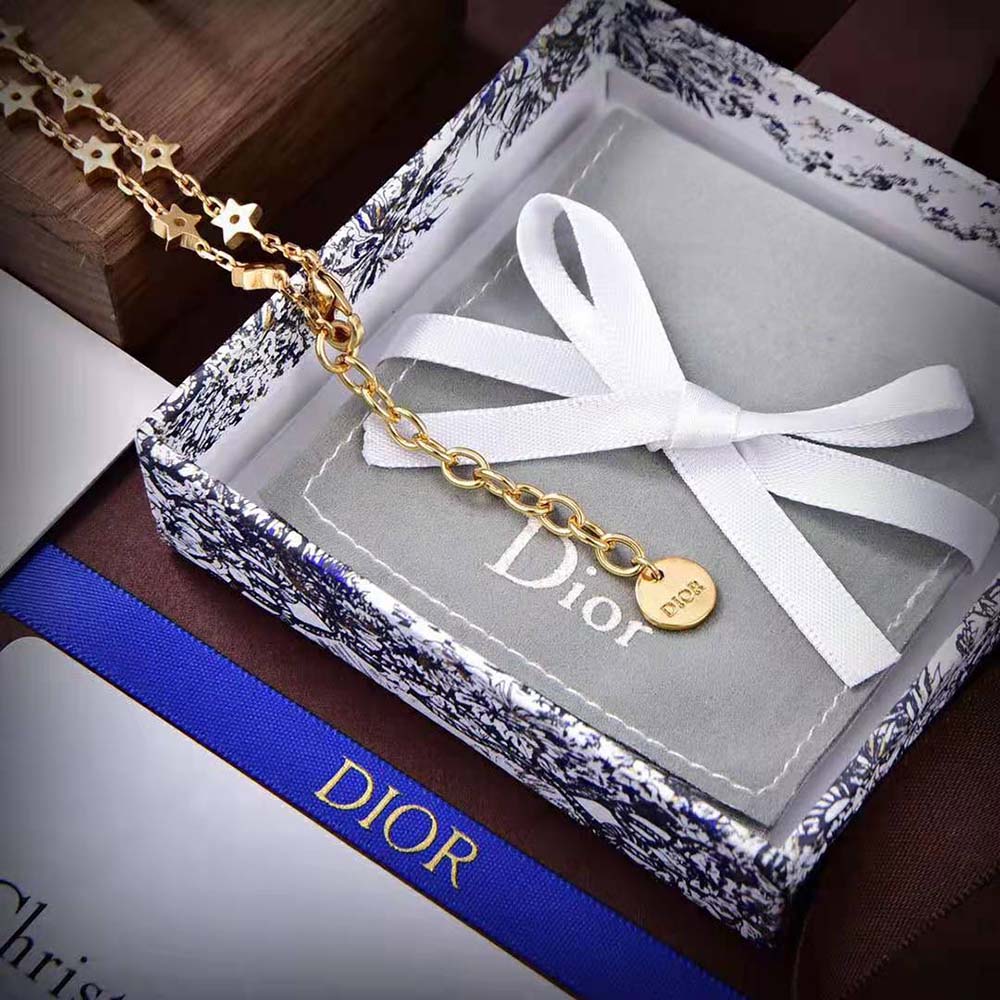 Dior Women Star Necklace Gold-Finish Metal with a White Resin Pearl and Mirror