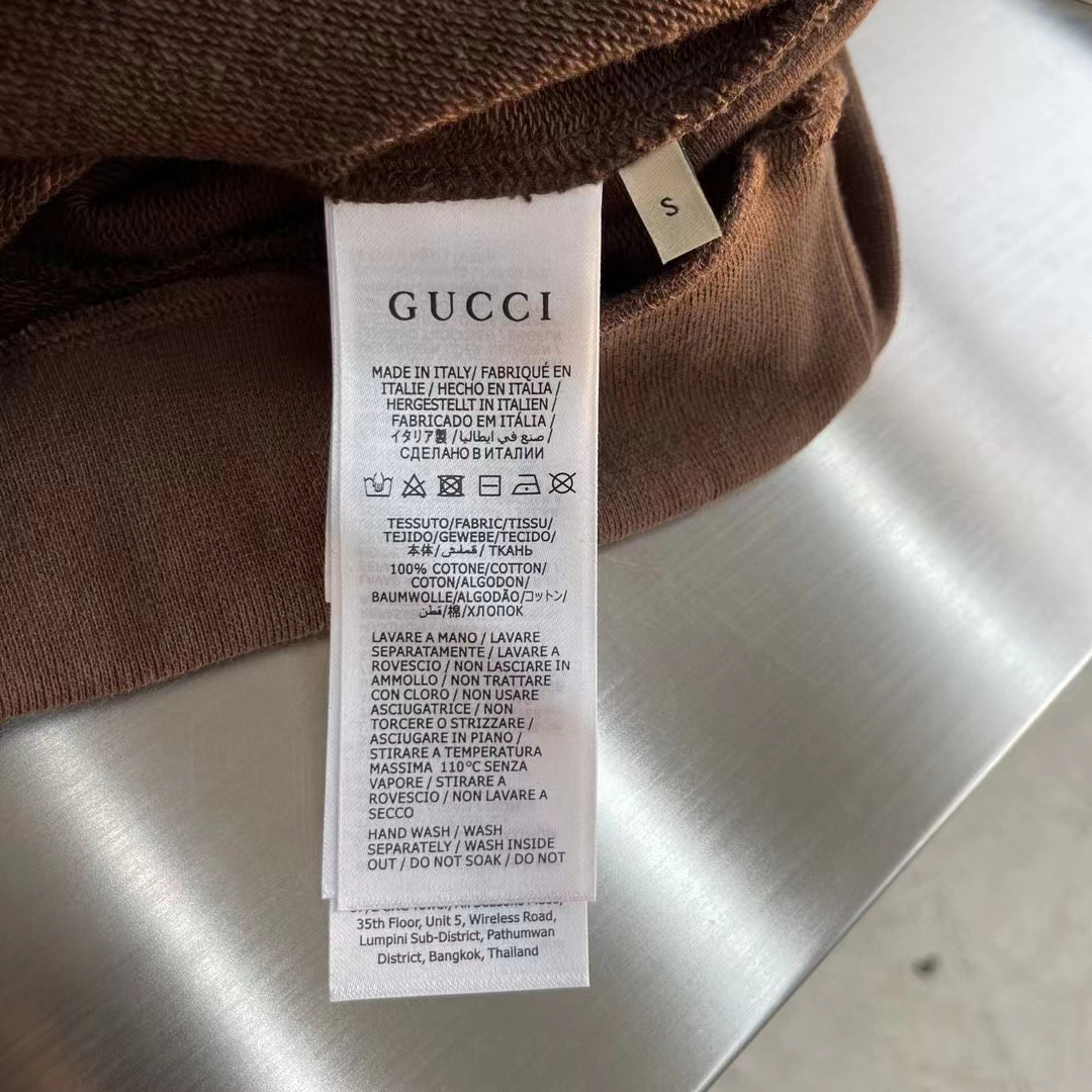 Gucci GG Men Cotton Jersey Sweatshirt GG Canvas Yoke Crewneck Dropped Shoulder Batwing Sleeves