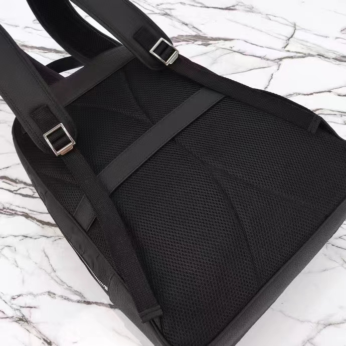 Gucci GG Unisex Large Jumbo GG Backpack Black Leather Cotton Linen Lining Padded Mesh Back