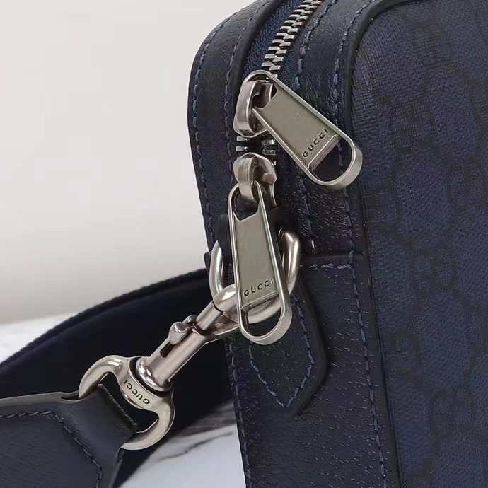 Gucci GG Unisex Ophidia GG Crossbody Bag Blue Black GG Supreme Canvas Double G